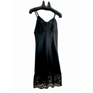 Vintage Vanity Fair Full Slip Night Gown Tricot Nylon White Lace 1950’s Size 34